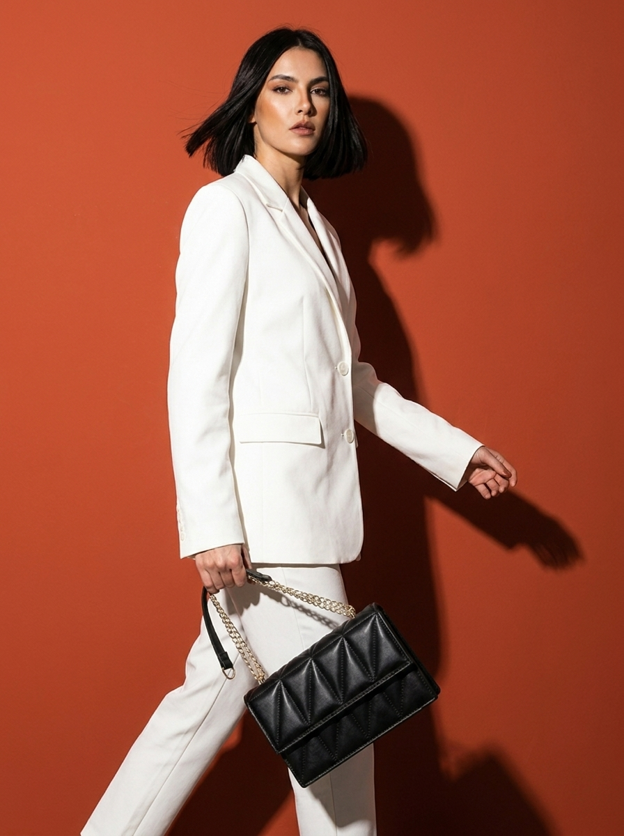 Bolso Bandolera Capitoné con Cadena — Piel Vegana Premium